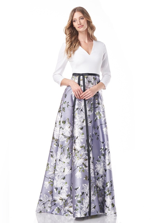 Theia Dresses & Skirts - NWT Theia 3/4 sleeve v neck Floral a line cocktail formal gown 2